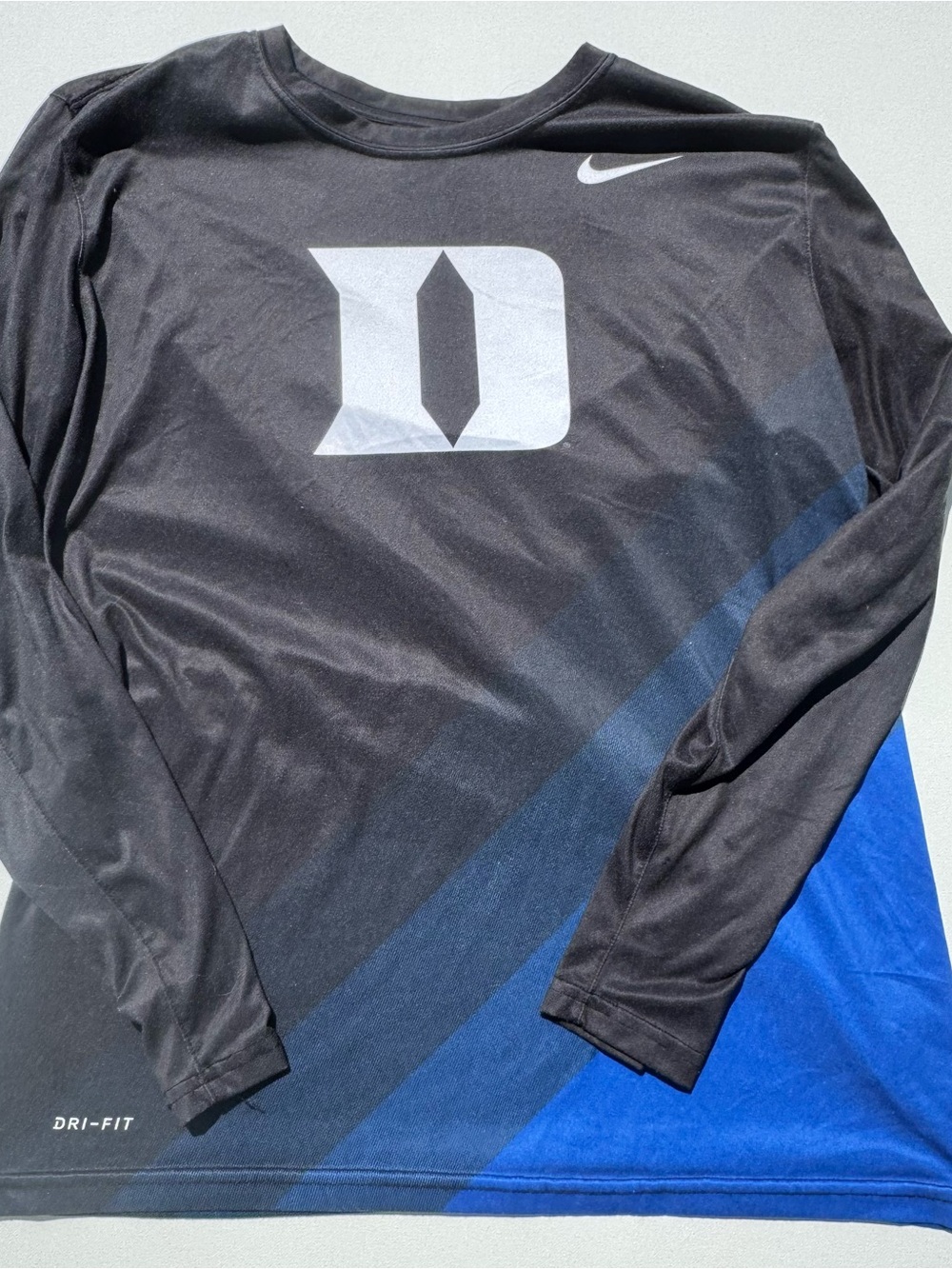 Nike Duke Black and Blue Long-Sleeve Dri-FIT Performance Shirt